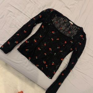 Free People - Lace overlay top